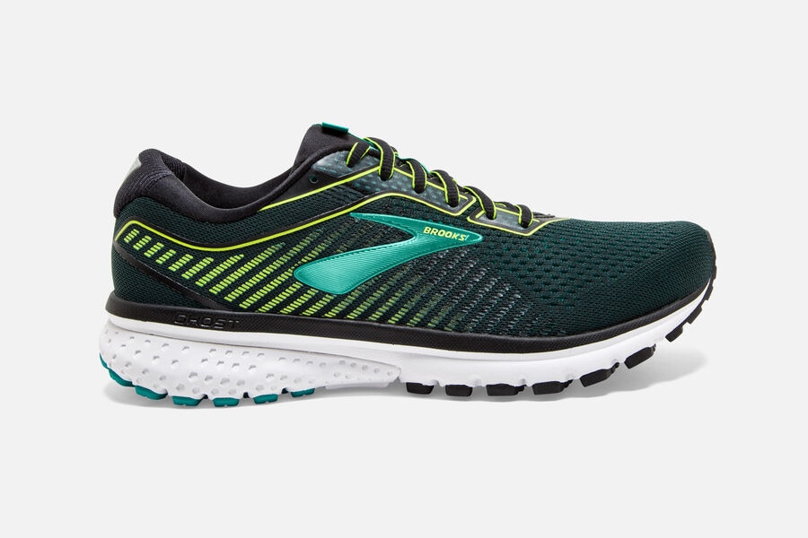Zapatillas Running Brooks Ghost 12 Hombre Negras/Verde Claro/Azules Ofertas VNXH68423